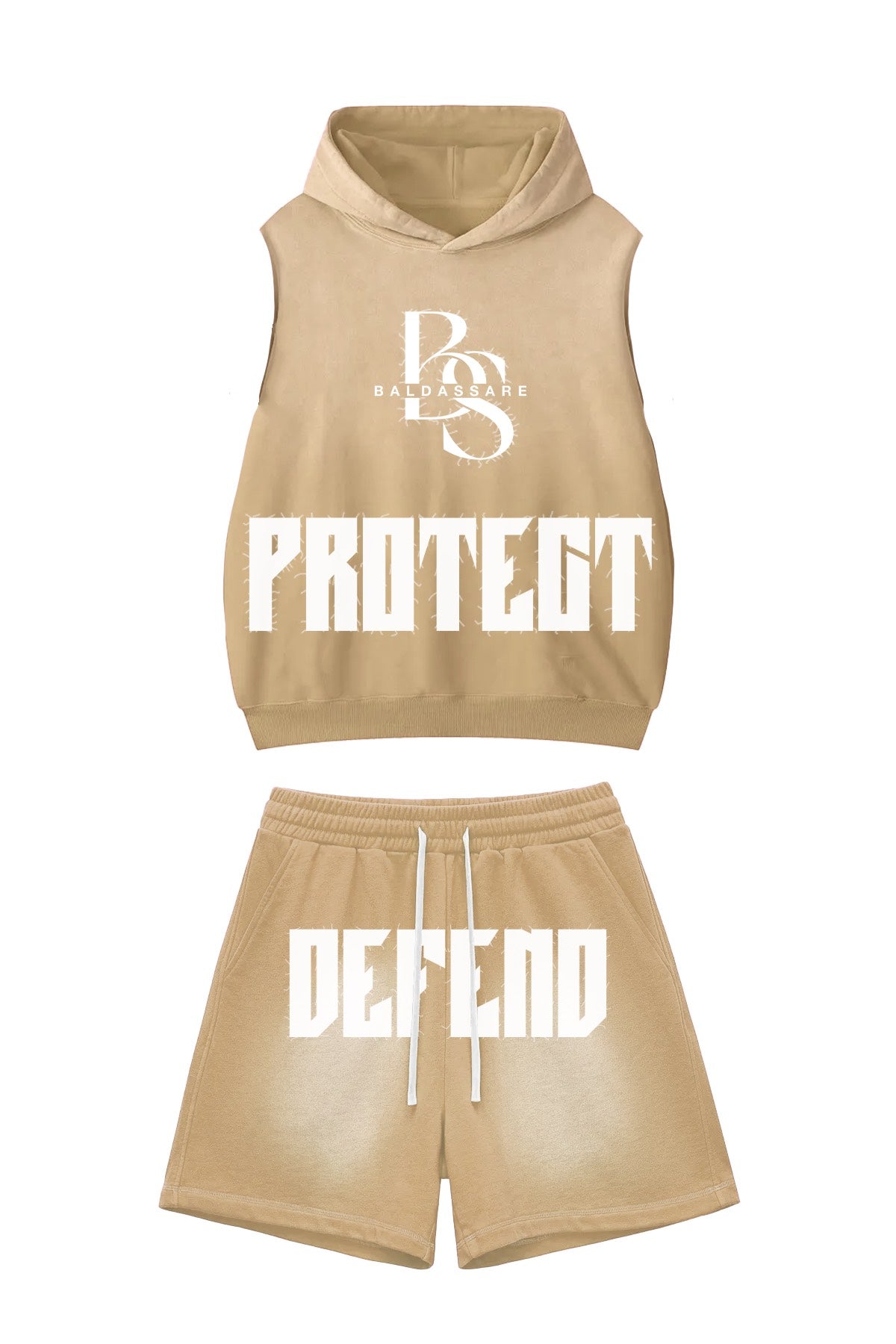 Cream Sleeveless Short Set