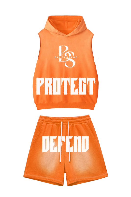 Orange Sleeveless Short Set