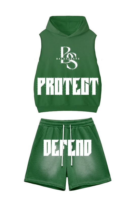 Green Sleeveless Short Set